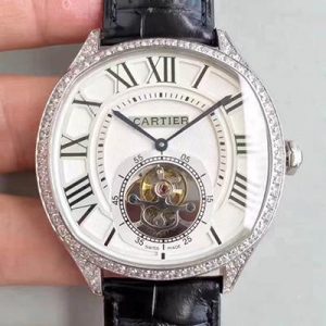 Drive de Cartier W4100013 Tourbillon White Textured Dial Replica Watch - UK Replica