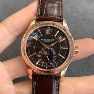 Patek Philippe Complications 5205R-010 GR Factory Rose Gold Black Dial Replica Watch