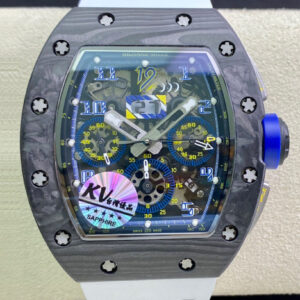 Richard Mille RM011 KV Factory Carbon Fiber White Rubber Strap Replica Watch