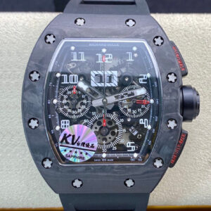 Richard Mille RM011 KV Factory Carbon Fiber Black Rubber Strap Replica Watch