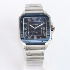 Santos De Cartier GF Factory Stainless Steel Blue Dial Replica Watch