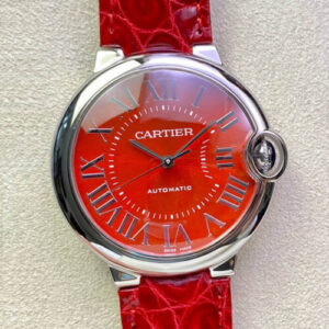 Ballon Bleu De Cartier 36MM 3K Factory Red Leather Strap Replica Watch