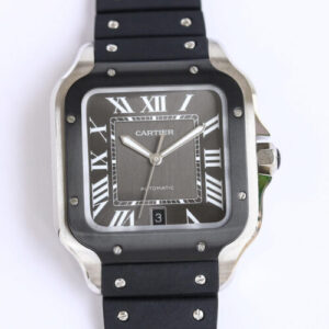 Cartier Santos WSSA0037 GF Factory V2 Black Rubber Strap Replica Watch