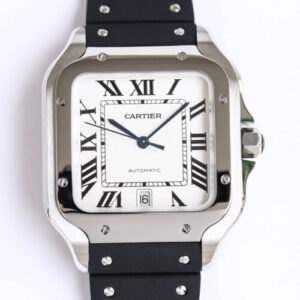 Cartier Santos WSSA0018 GF Factory V2 Rubber Strap White Dial Replica Watch