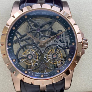 Roger Dubuis Excalibur RDDBEX0395 YS Factory Rose Gold Double Tourbillon Dial Replica Watch