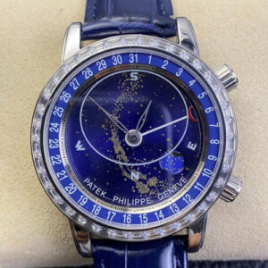 Patek Philippe Grand Complications 6104G-001 AI Factory Sky Moon Diamond Bezel Replica Watch