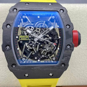 Richard Mille RM35-02 NTPT Carbon Fiber T+ Factory Yellow Rubber Strap Replica Watch