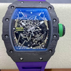 Richard Mille RM35-02 T+ Factory NTPT Carbon Fiber Purple Rubber Strap Replica Watch