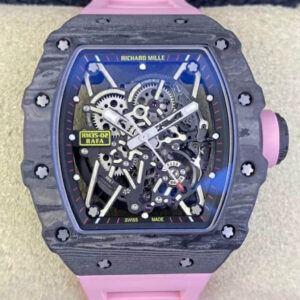 Richard Mille RM35-02 T+ Factory Carbon Fiber Case Pink Strap Replica Watch